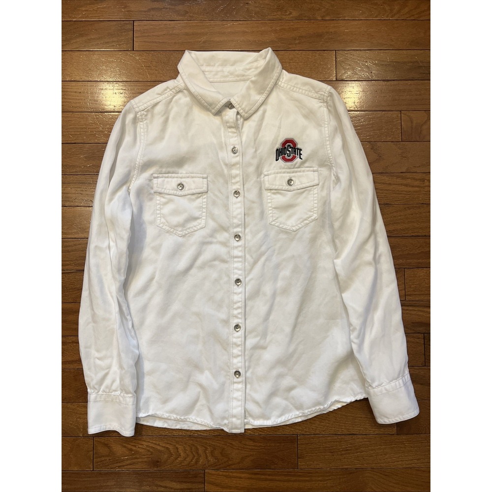 Cutter & Buck Ohio State Buckeyes White Button Down Shirt Women's Small OSU Logo